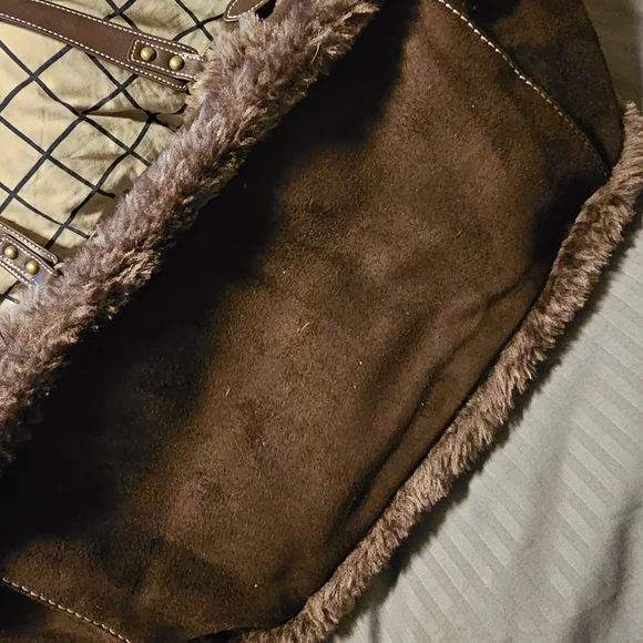 Dolls Kill Current Mood Brown Faux Fur Tote Bag Purse - Picture 5 of 7